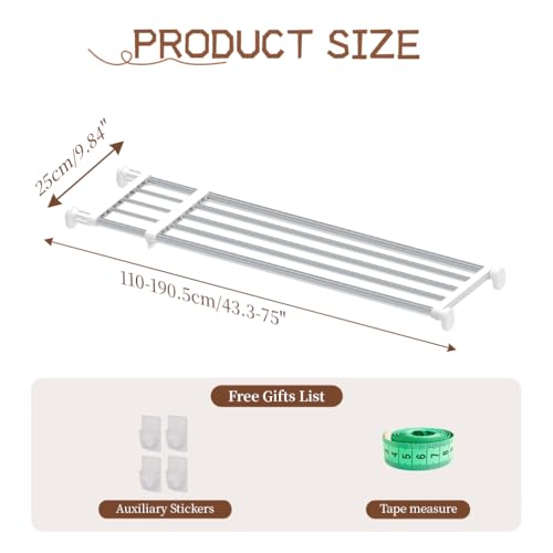 Hershii Tension Shelf Expandable Rod, Adjustable Closet Tension Shelves - color: Ivory, size: 46.85 - 75 inches