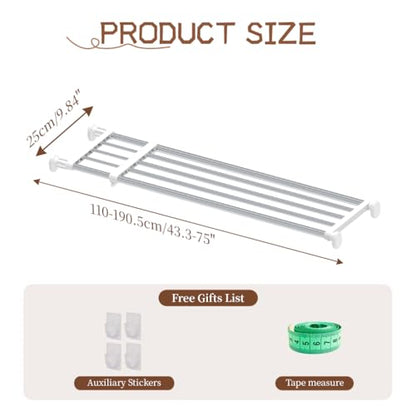 Hershii Tension Shelf Expandable Rod, Adjustable Closet Tension Shelves - color: Ivory, size: 46.85 - 75 inches