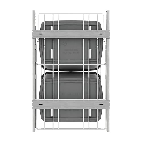 Rev-A-Shelf Double Pullout Garbage Trash Cans for Kitchen Cabinets, 35 Qt - color: Metallic Silver