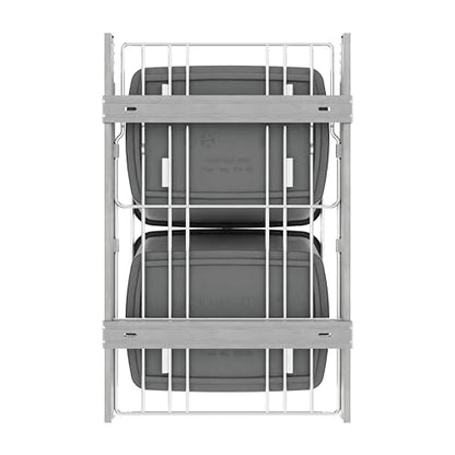 Rev-A-Shelf Double Pullout Garbage Trash Cans for Kitchen Cabinets, 35 Qt - color: Metallic Silver