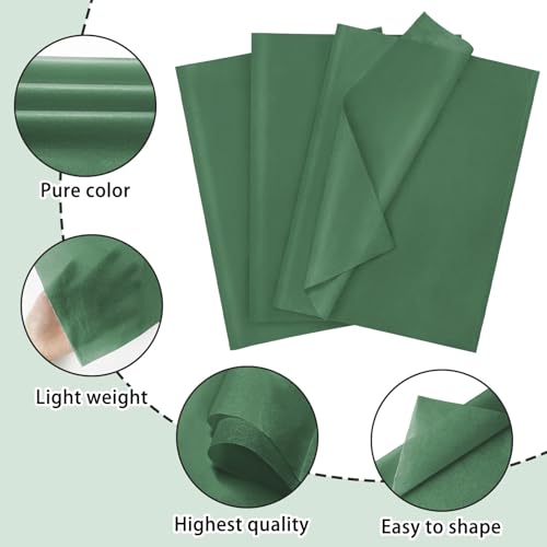 Laidans 120 Sheets 14 x 20 Inch Dark Green Paper for Gift Bag Wrapping - color: Forest Green