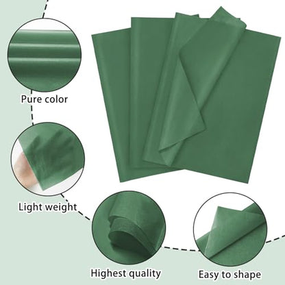 Laidans 120 Sheets 14 x 20 Inch Dark Green Paper for Gift Bag Wrapping - color: Forest Green
