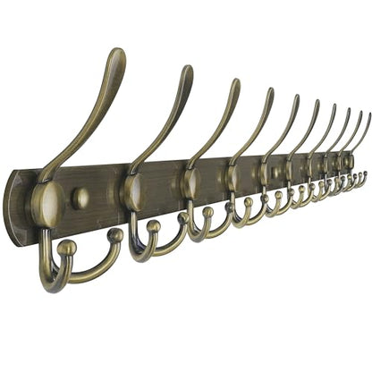 Dseap Coat Rack Wall Mount - 38” Long 10-Tri-Hooks Heavy Duty Coat Hanger Rail Wall Hooks for Hanging Coats Hats Clothing Clothes Purse Mudroom Entryway, Bronze - color: Bronze, size: L=38” (1 Pcs)
