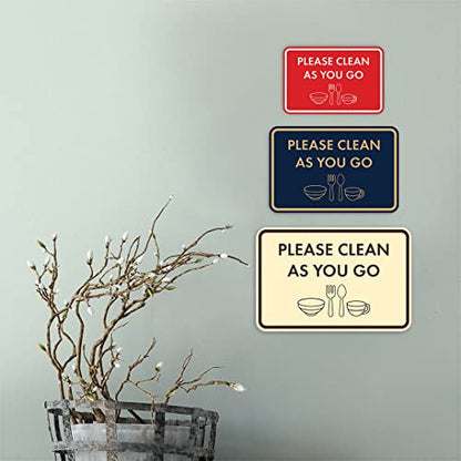 Classic Framed Please Clean As You Go Sign (Black/Silver) - Small - color: Black / Silver, size: Small (4" x 6")