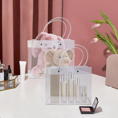 Paidiem Plastic Gift Bags with Handles, Frosted Party Gift Bags Reusable Clear Bag for Party Favors Baby Wedding Birthday (Clear-8 Pack) - color: Clear-8 Pack