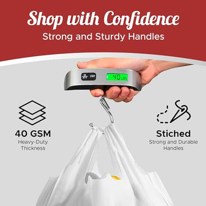 Simply Cool 200 Pack Reusable Grocery Bags, T-Shirt Tote Bags Bulk, White - color: White