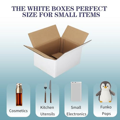 Shipping Boxes 8X6X4 Set of 18, Double Wall White Corrugated Cardboard Box for Mailing Business Packaging - size: 8x6x4 Inches