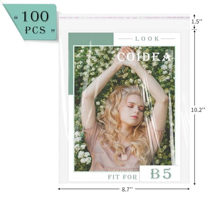100 Pack 8x10" Clear Cellophane Bags for Shirts, Gift Wrapping, Artwork - size: 8x10 Inch
