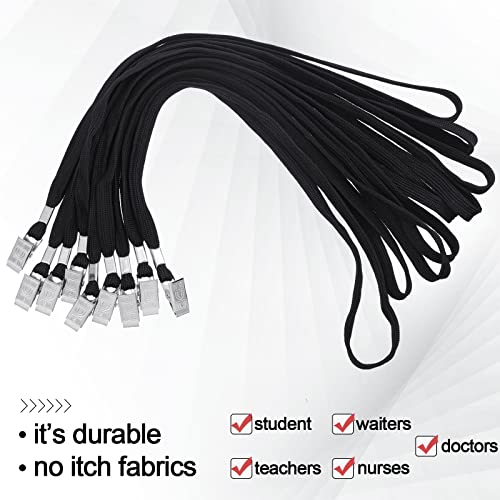 Hoolerry 300 Pcs Lanyards Bulk for ID Badges, Flat Swivel Hook, Black - color: Black