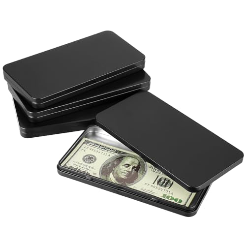 Hipiwe Metal Rectangular Cash Box with Lid - 4 Packs Currency Money Holder - color: Black