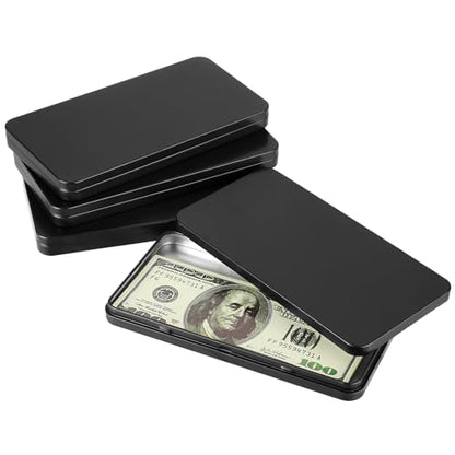Hipiwe Metal Rectangular Cash Box with Lid - 4 Packs Currency Money Holder - color: Black