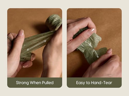 Vitalizart Crinkle Paper Ribbon 1.5" x 75 Yds for Gift Wrapping Recyclable - color: Sage Green