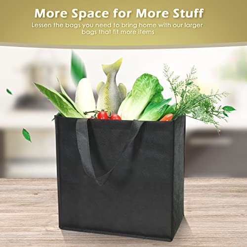 Reginary 50 Pcs Reusable Tote Bags Shopping Bags Non Woven, Black - color: Black