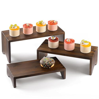 Tidita Wooden 3 Tier Cupcake Stand with Non-Slip Pads (Walnut Color) - color: Walnut