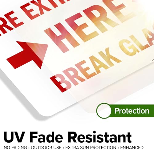 Fire Extinguisher Here Break Glass Sign, (MS-25700) 10x7 Inches, 4 Mil Vinyl Decal Stickers Weather Resistant, Made in USA by My Sign Center - size: 7x10 Vinyl Sticker