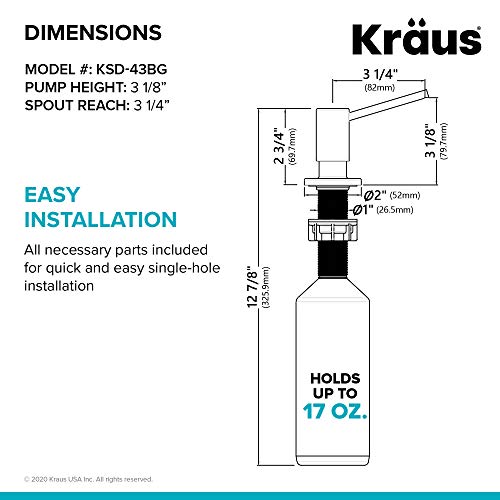 KRAUS Kitchen Soap and Lotion Dispenser in Brushed Gold, KSD-43BG - color: Brushed Gold