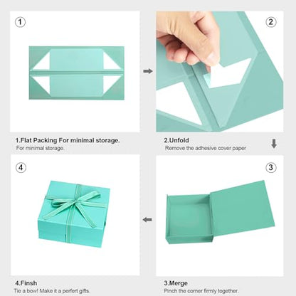 Blue Gift Boxes with Lids Pack of 1, 6x6x3 Inch Small Gift Box with Ribbon - color: Blue-1P