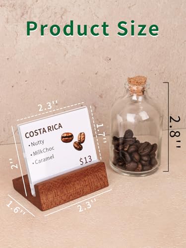 6 Pack Mini Acrylic Sign Holder with Wood Base 2.36x1.97 Inch - size: 2.36*1.97