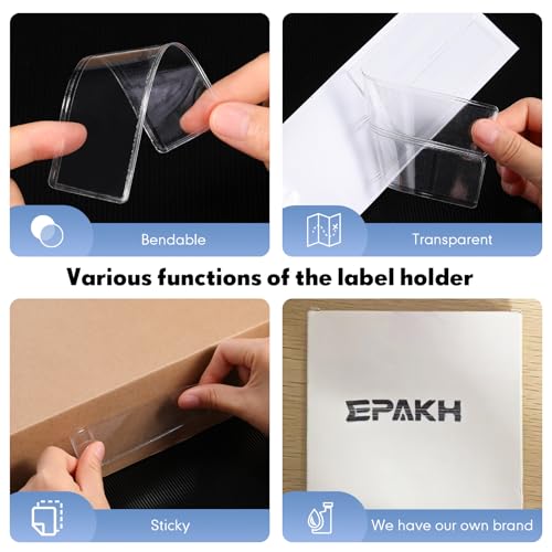 Epakh 50 Pcs Self Adhesive Label Holders 1.2 x 4.3 in Shelf Tag Pockets