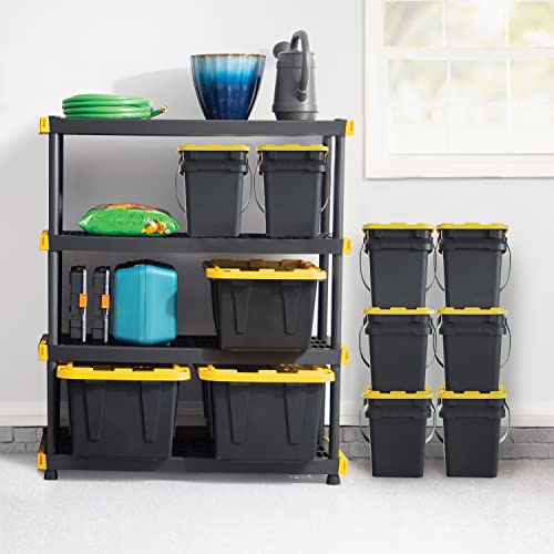 CX Heavy Duty 4-Tier Garage Storage Shelves + 4-pack 27-Gallon Bins & Lids - style: Shelf + 27 Gallon Container (4-Pack)