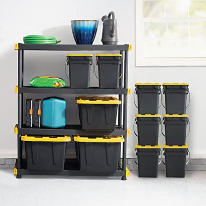 CX Heavy Duty 4-Tier Garage Storage Shelves + 4-pack 27-Gallon Bins & Lids - style: Shelf + 27 Gallon Container (4-Pack)