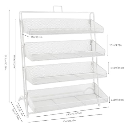 4 Tiers Retail Display Stand, Retail Candy Display Rack, Chip Rack Display Stand, Snack Organizer, Countertop Display Candy Snacks Rack, Snack Shelf for Stores, Office, Bakery, Supremarket (White)