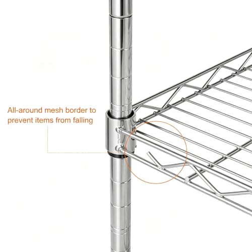 5-Tier Shelf, Adjustable Wire Metal Rack Shelving, Heavy Duty Standing Storage Shelves, Garage, Kitchen, Office, Bathroom, Shelfs Easy Assembly, 58" W x 14" D x 71" H, Chrome - color: Chrome, size: 5-tier 57.87"W x 13.78"D x 70.87"H