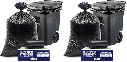 Plasticplace 95-96 Gallon Heavy Duty Black Trash Bags - Contractor Grade,Extra Large Garbage Bags for Construction & Outdoor Trash Cans,1.2 Mil Thick,61” x 68” (Roll),15 Count (Pack of 2) - size: 15 Count (Pack of 2)