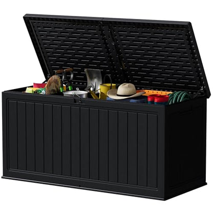 Devoko HDPE 260 Gallon Deck Box Double-Wall with Divider - color: Black, size: 260 Gallon 1 Pack