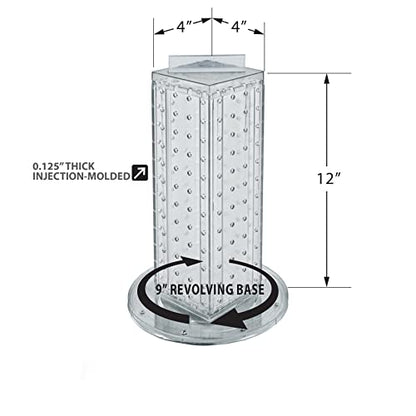 Azar Displays 700220-CLR Pegboard 4-Sided Revolving Counter Display, Clear Translucent Color - color: Clear, style: Pegboard only