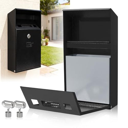 Wall Mounted Trash Can Outdoor Commercial Receptacles Container Disposal Outdoor Vertical Trash Can for Hotel Café Bar Shopping Centre Courtyard Indoor Black - size: Medium—Ⅱ
