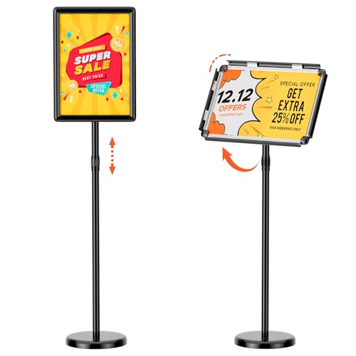 11"x17" Adjustable Floor Stand Sign Holder w/ Round Corner, 1 Pack - size: 11x17 Inch with Rounded Corners