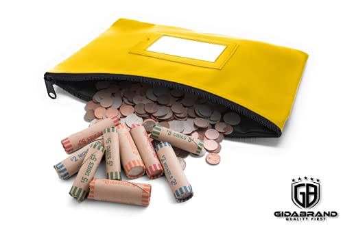 Money Bank Deposit Bag with Zipper, Cash Pouch, Yellow, 11x6 in, 1 Pack