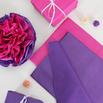 BEISHIDA 100 Sheets Dark Purple Tissue Paper Bulk, Wrapping Tissue Paper for Gift Bags, 14 x 20 Inch Gift Wrap for Halloween Birthday Graduation DIY Crafts Holiday Flowers - color: dark purple