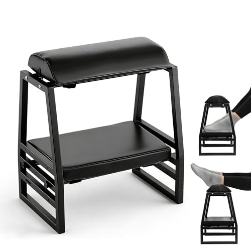 Under Desk Iron FootRest,Adjustable 9-Position Ergonomic Foot Stool - color: Black