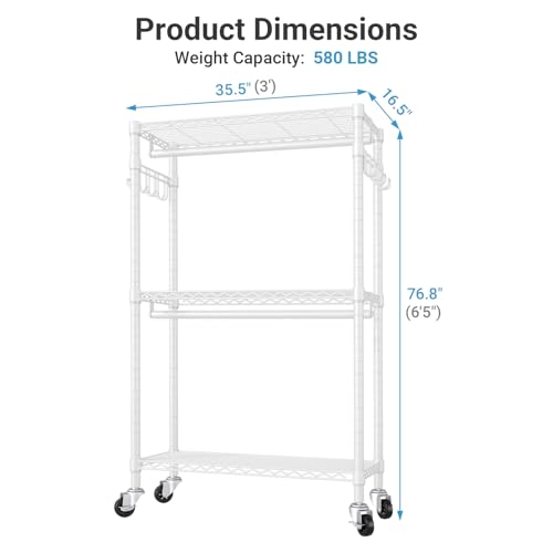 VIPEK R2 Clothing Rack for Hanging Clothes Rolling Clothes Rack Heavy Duty - color: White, size: R2