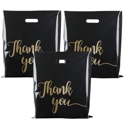 ZORRITA Thank You Bags for Small Business, 100 Pack, 15 x 18 Inch - color: Black, style: 15 × 18 Inch