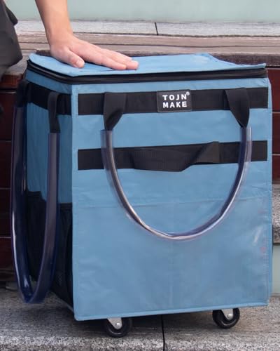 Reusable Grocery Bag on Wheels, Rolling Tote, 46 LBS, Small - color: Blue, size: Small