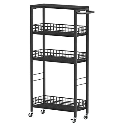 NOVIMANGO Slim Rolling Storage Cart, for Bathroom Small Spaces, Black - color: Black