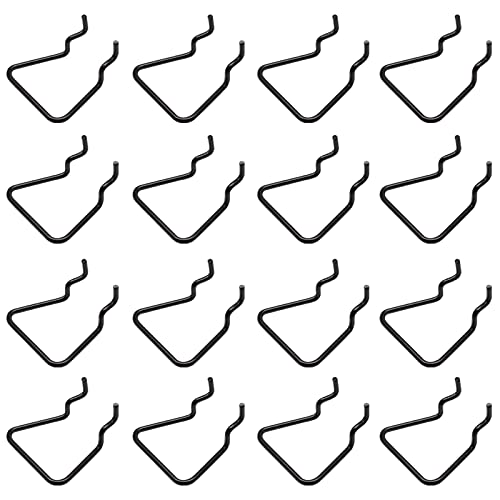 16Pcs Pegboard Plier Holders, Stainless Steel Double Loop Pegboard Hooks, Black Shelving Display Hooks for Shop Store Supermarket Hanging Tools