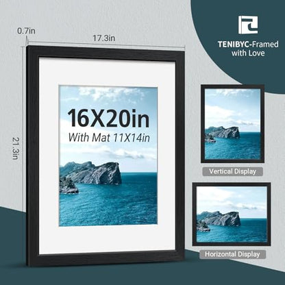 16x20 Picture Frame 4 Pack, 11x14 Mat, Black Wood, Glass - color: Black, size: 16 X 20