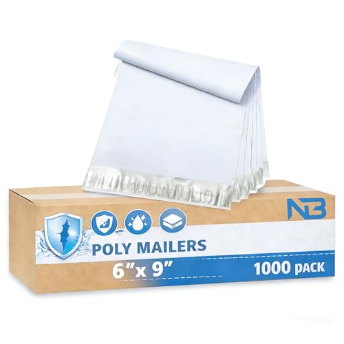 NB 6x9 Inch – 1000 Pcs White Poly Mailers Strong Adhesive Self-Seal Shipping Envelopes, Tear & Water Resistant Packaging for E-Commerce and Small Business - color: White, size: 6"x9" 1000pcs