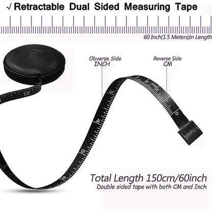 Tape Measure, 4 Pack Measuring Tape for Body Cloth Measurement Tape for Sewing Tailor Fabric Measurements Double Scale Soft Pink & White Tape Measure Retractable Measuring Tape Set - color: Black Purple Pink White 4 pack