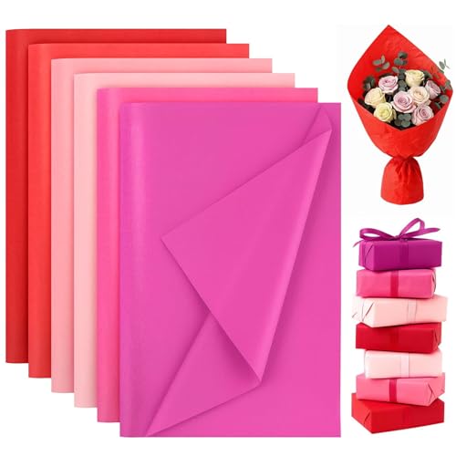 VGOODALL 450 Sheets Pink Red Tissue Paper, 6 Shades, 11.5 X 8 inches - color: Red