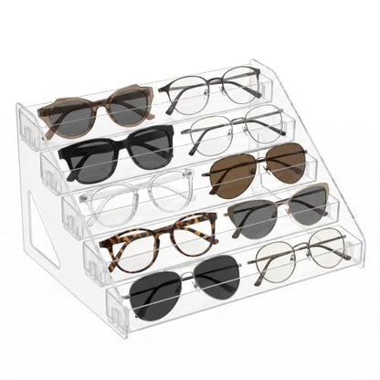 5 Tier Sunglasses Organizer, Clear Eyeglass Display Stand - size: 5 layer