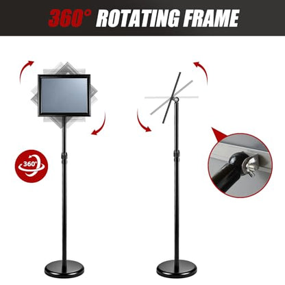 1Pack Sign Holder Stand-8.5x11 inch，Adjustable Sign Stands For Display，Heavy Duty Floor Standing Sign Holder Stand Aluminum for Retail Store，Museum，Volunteer Cctivities（Black） - size: 8.5*11inches（1Pack）