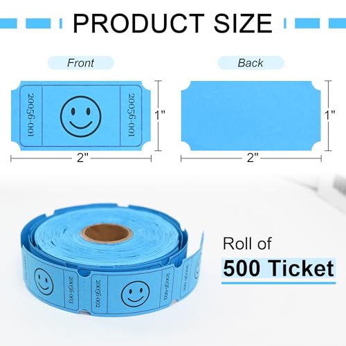 L Liked 500 Raffle Tickets 1x2inch Smile Blue Single Roll for Events (Pack of 2) - color: Blue, size: 1"x2" (Pack of 2)