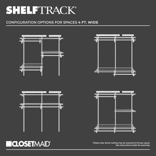 ClosetMaid ShelfTrack Wire Closet Organizer System, Adjustable from 4 to 6 Ft., With Shelves, Clothes Rods, Hardware, Durable Steel, White - color: White, size: 4 ft to 6 ft