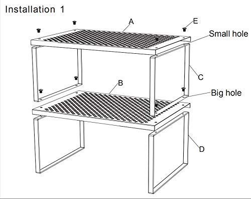 NEX Cabinet Organizer Shelf, Kitchen Counter Shelves Set of 2, Silver - color: Silver