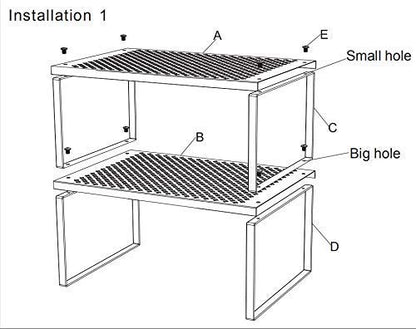 NEX Cabinet Organizer Shelf, Kitchen Counter Shelves Set of 2, Silver - color: Silver